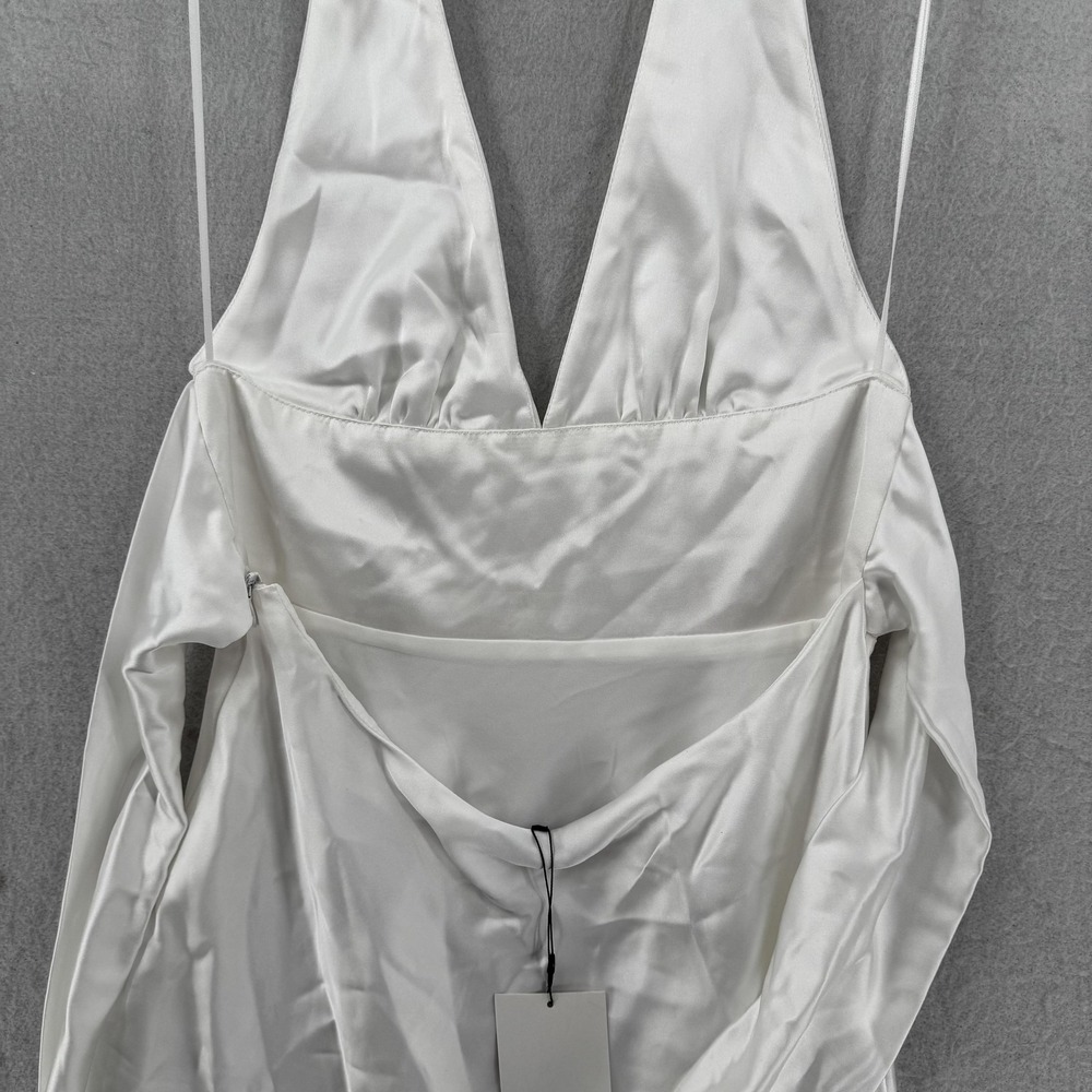ZARA Dress Womens Small White Satin Halter Mini Back Bow Open Back Party New Tag - Picture 6 of 12